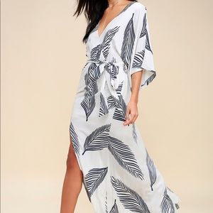 Lulus “Sign of the Times” White & Navy Maxi Dress